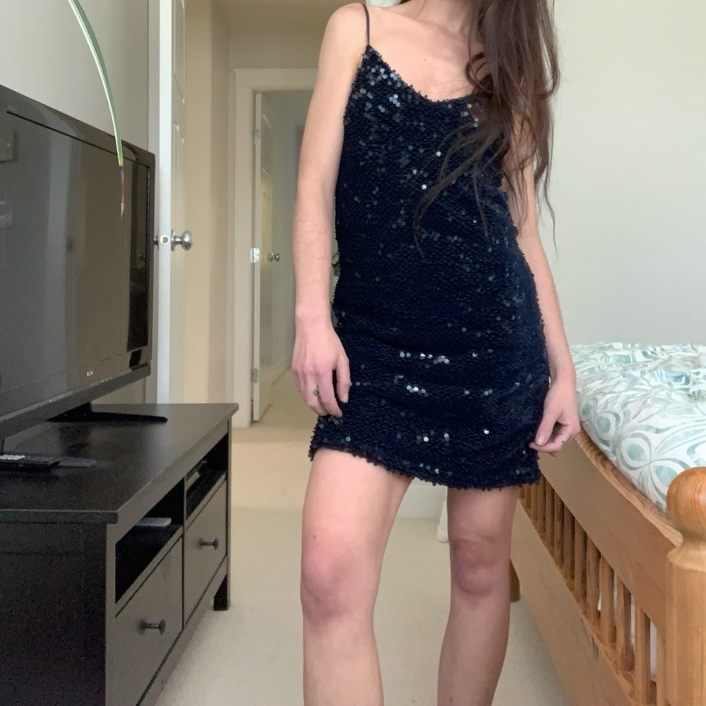Do+Be Blue Velvet Sequin Dress